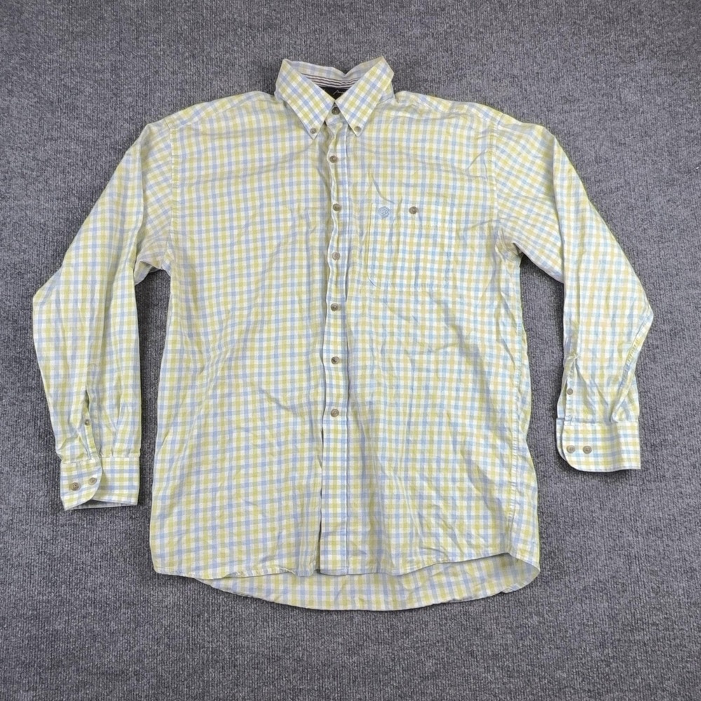 George Strait Collection Wrangler Shirt Mens XL Yellow Blue Check Western